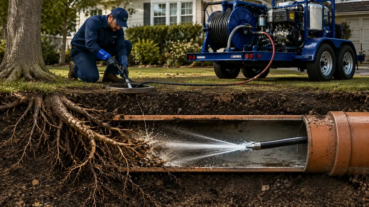 Tree Root Removal with Hydro Jetting in Boulevard